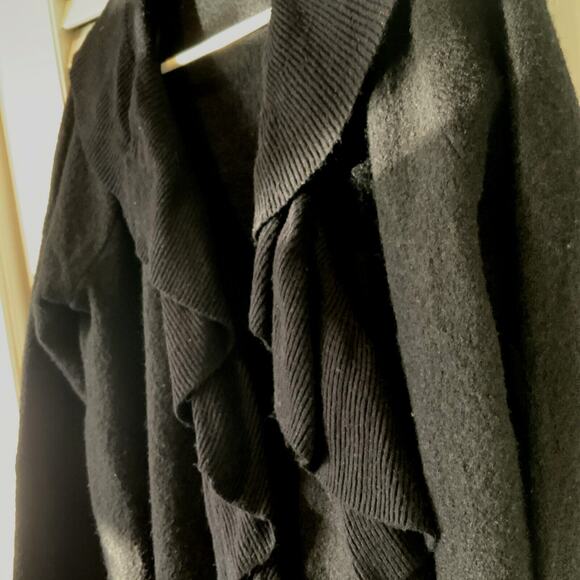 Zara ZaraKnit Black Boiled Wool Open Front Sweater Jacket Size L Large $130 - Picture 3 of 11